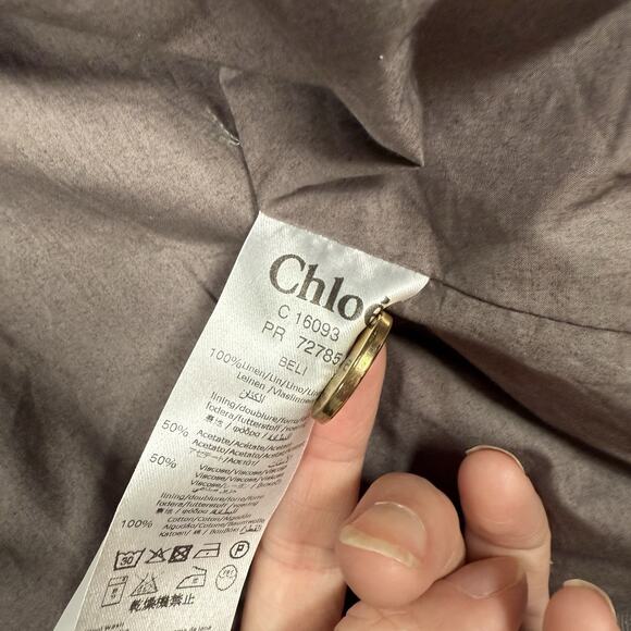 Chloe Gray Linen Hooded Trench Coat Jacket Women’s Size UK 12 US 8 FR 40 - Picture 8 of 12